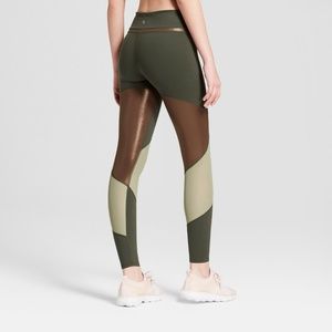 Joylab Women's Shine Mesh Olive Sports Leggings